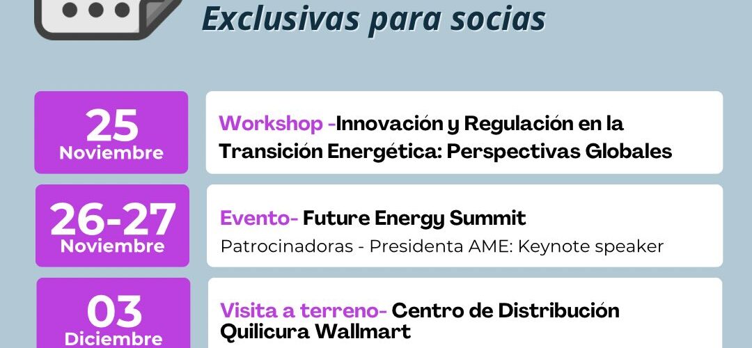 AME publica su calendario de actividades para las próximas semanas con agenda formativa y de participación sectorial